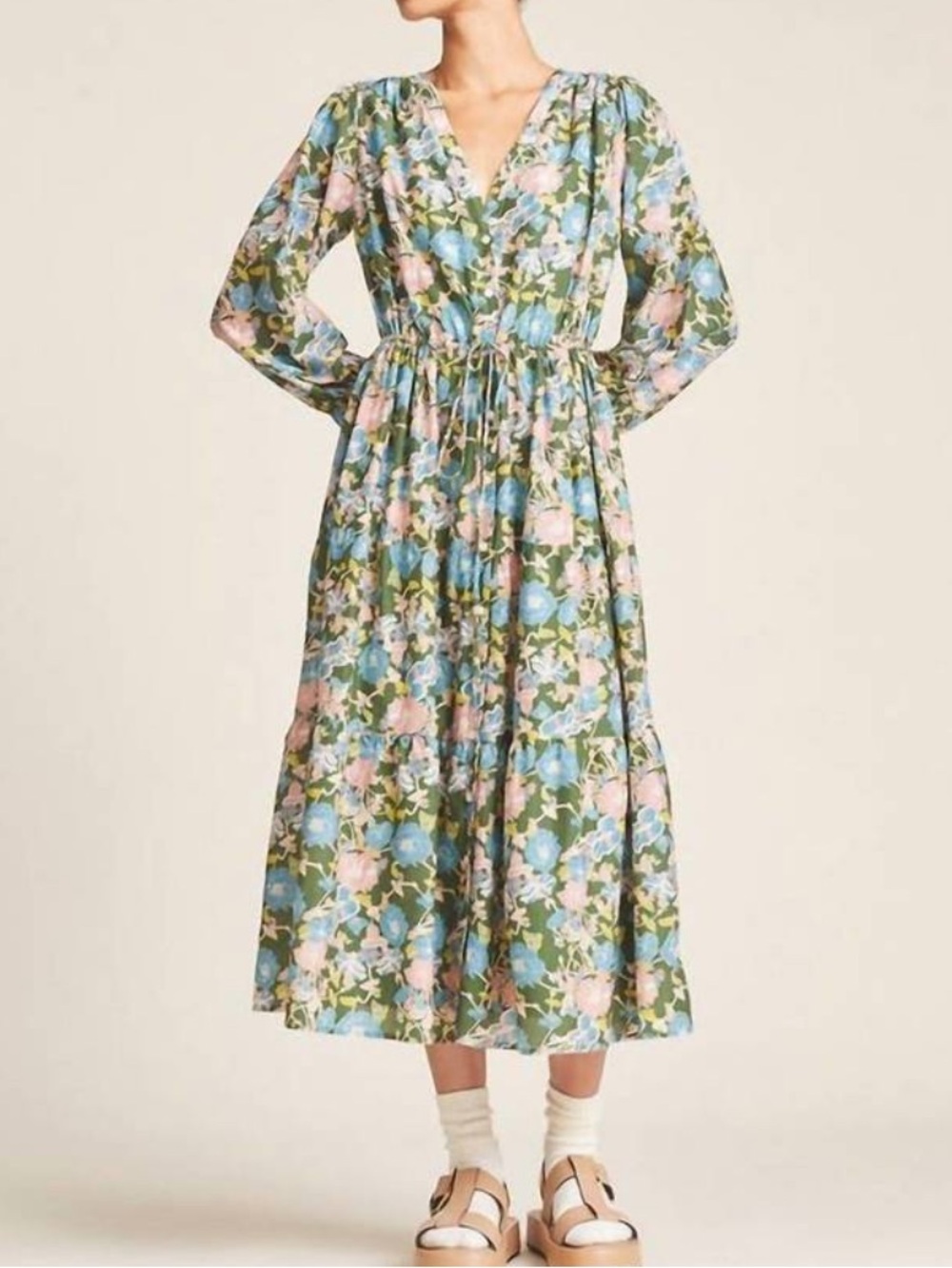 Birds of Paradis by Trovata Ainsley “B” in Spring Tendril Green Floral Dress